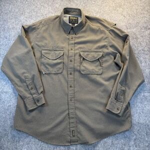 Woolrich Mens Shirt 2XL John Rich Bro Brown Vented Mesh Button Up Outdoor Hiking